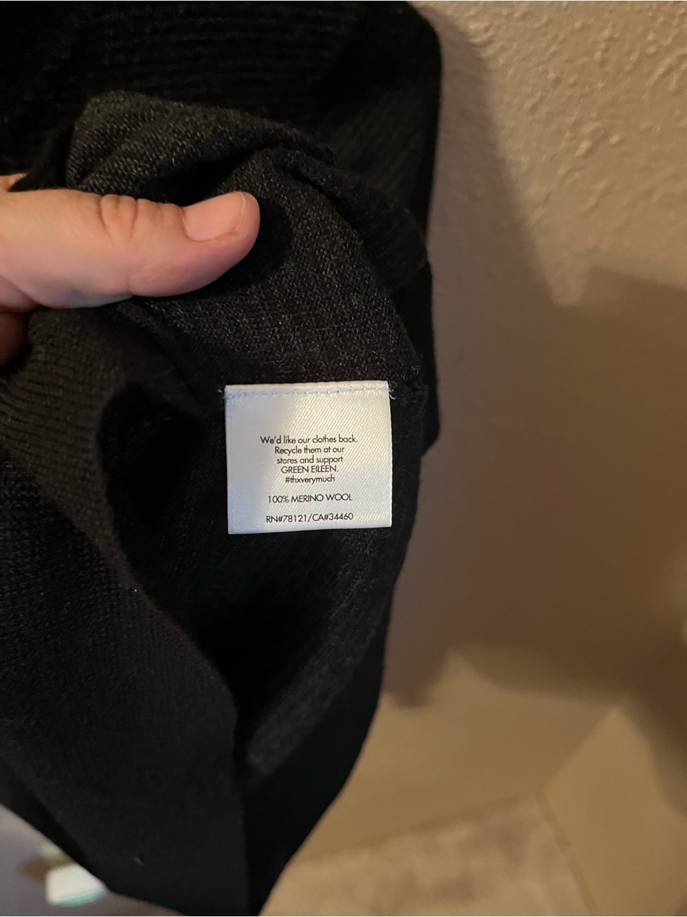 Eileen Fisher Black Crewneck Button-Front Cardigan 100% merino wool size xs - Picture 2 of 3